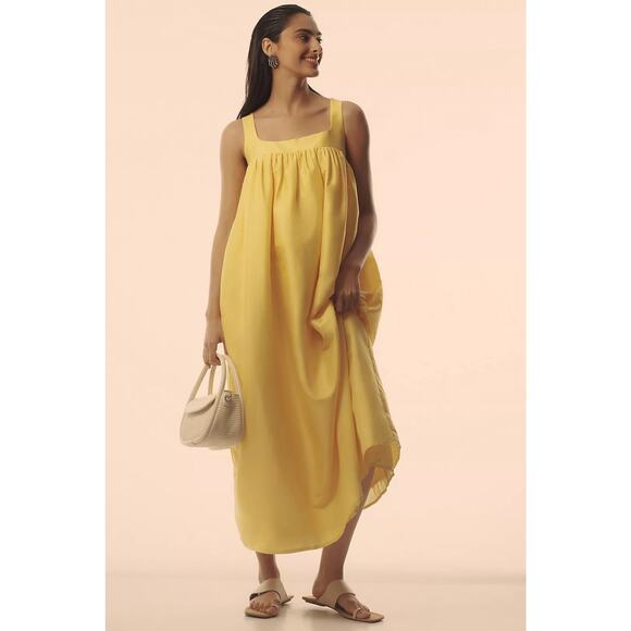 nwt ANTHROPOLOGIE x PINNACLE by Shruti Sancheti sz S Babydoll Maxi dress yellow - Picture 1 of 4